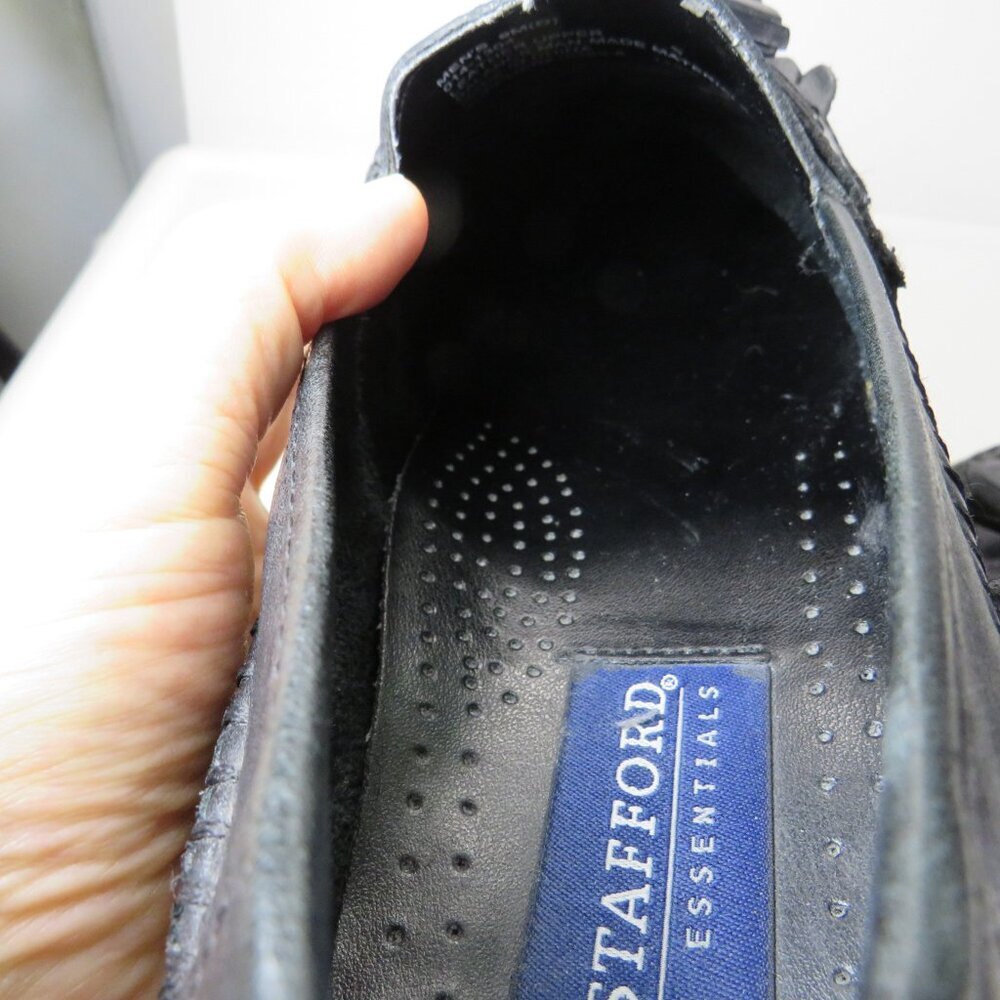 VTG Men's Stafford Leather Navy Shoes 9M(D) Slip-on Loafer Tassels Woven design - Picture 7 of 11